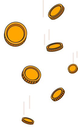 Floating coins decoration